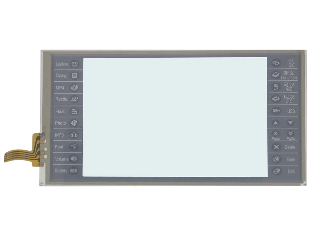 4.0 inch 2 layer PG Structure Analog 4 wire Resistive Touch Screen for Electronic Dictionary